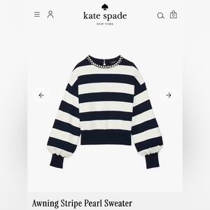 Kate Spade Awning Navy and White Stripe Pearl Sweater